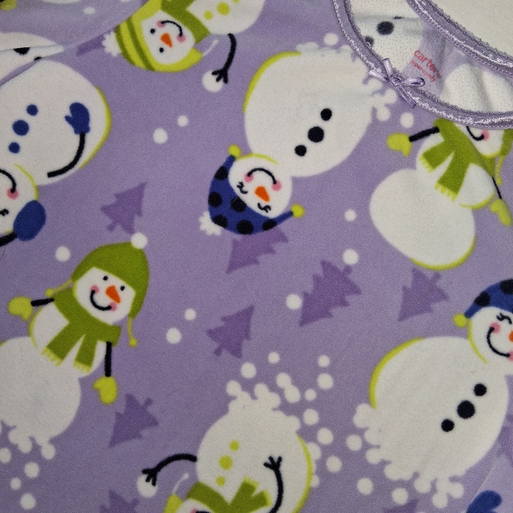 Carters Super Comfy Kids Girls Snowman‎ Print Fleece Nightgown Pajama Dress L